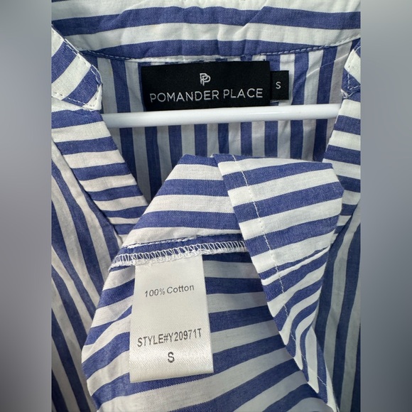 Tuckernuck POMANDER PLACE Blue and White Stripe Sleeveless Poplin Dress size S - Picture 4 of 7